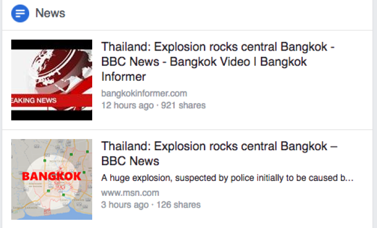 Facebook Safety Check for Thailand 'explosion' mistakenly triggered. 