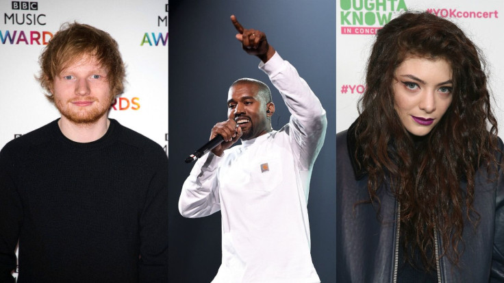 Ed Sheeran, Kanye West, Lorde