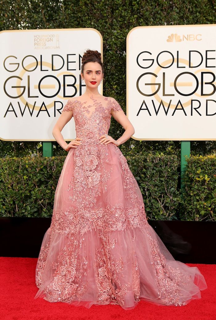 Rules Don t Apply Star Lily Collins Celebrates Golden Globes Nomination On Instagram Check Out Her Gorgeous Dress IBTimes