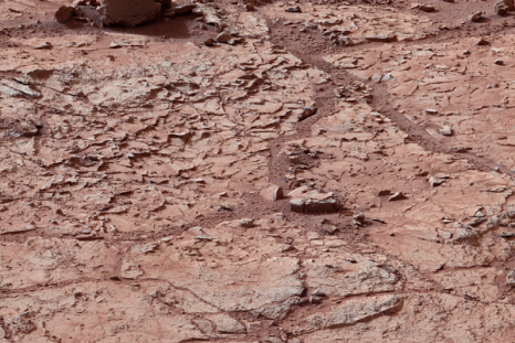NASA's Curiosity Rover photographs mud cracks on Mars.
