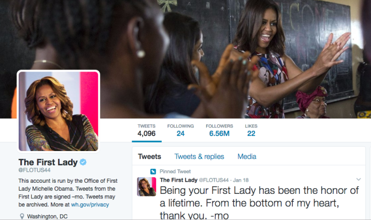 Michelle Obama gets @FLOTUS44 Twitter handle. 