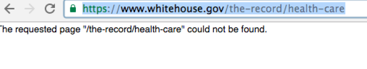 White House health care page deleted