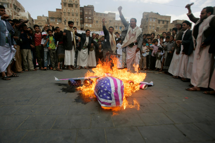 American Flag burning Yemen 