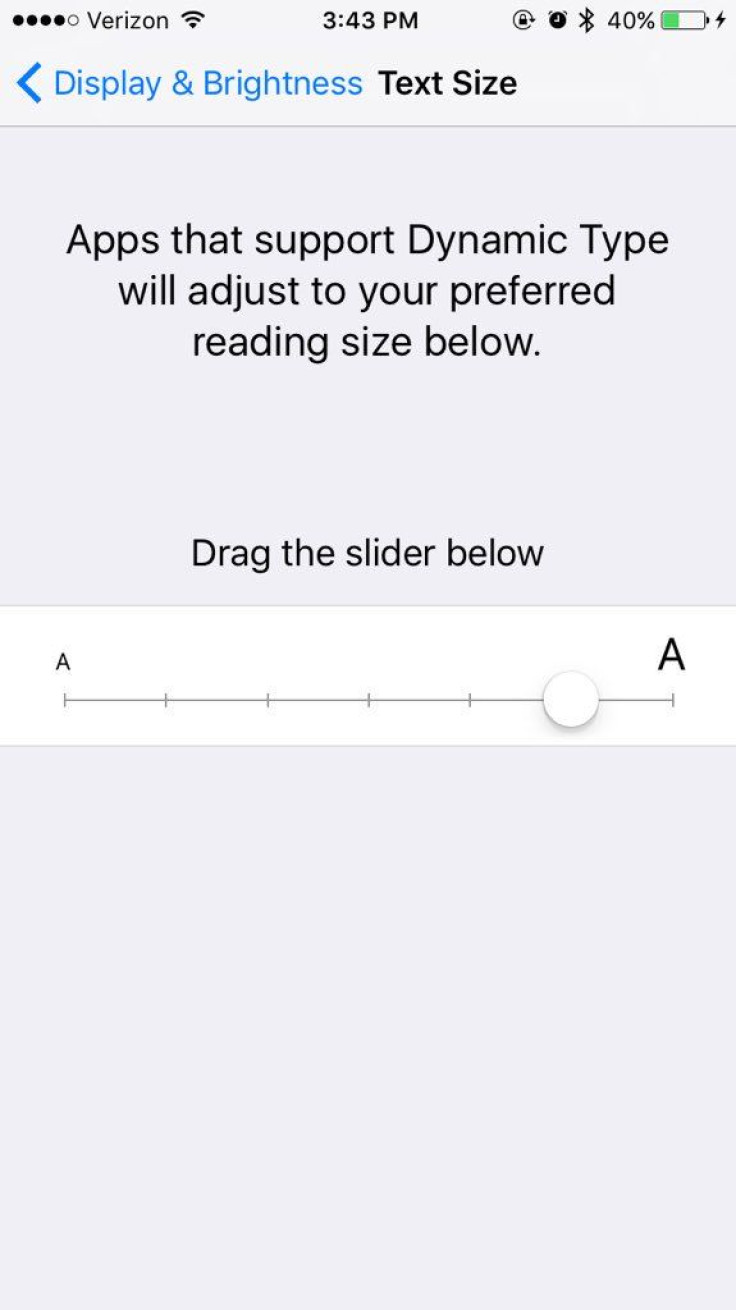 iPhone adjust font size