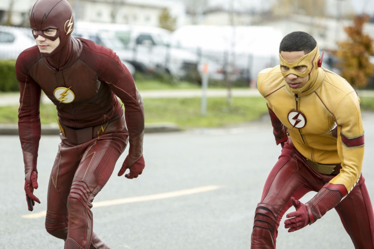 Grant Gustin as The Flash and Keiynan Lonsdale as Kid Flash