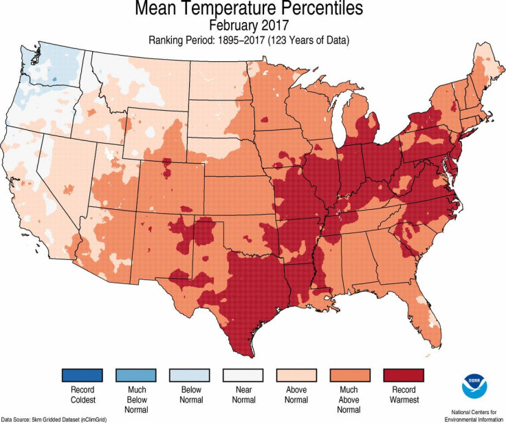 February 2017 record temperatures 