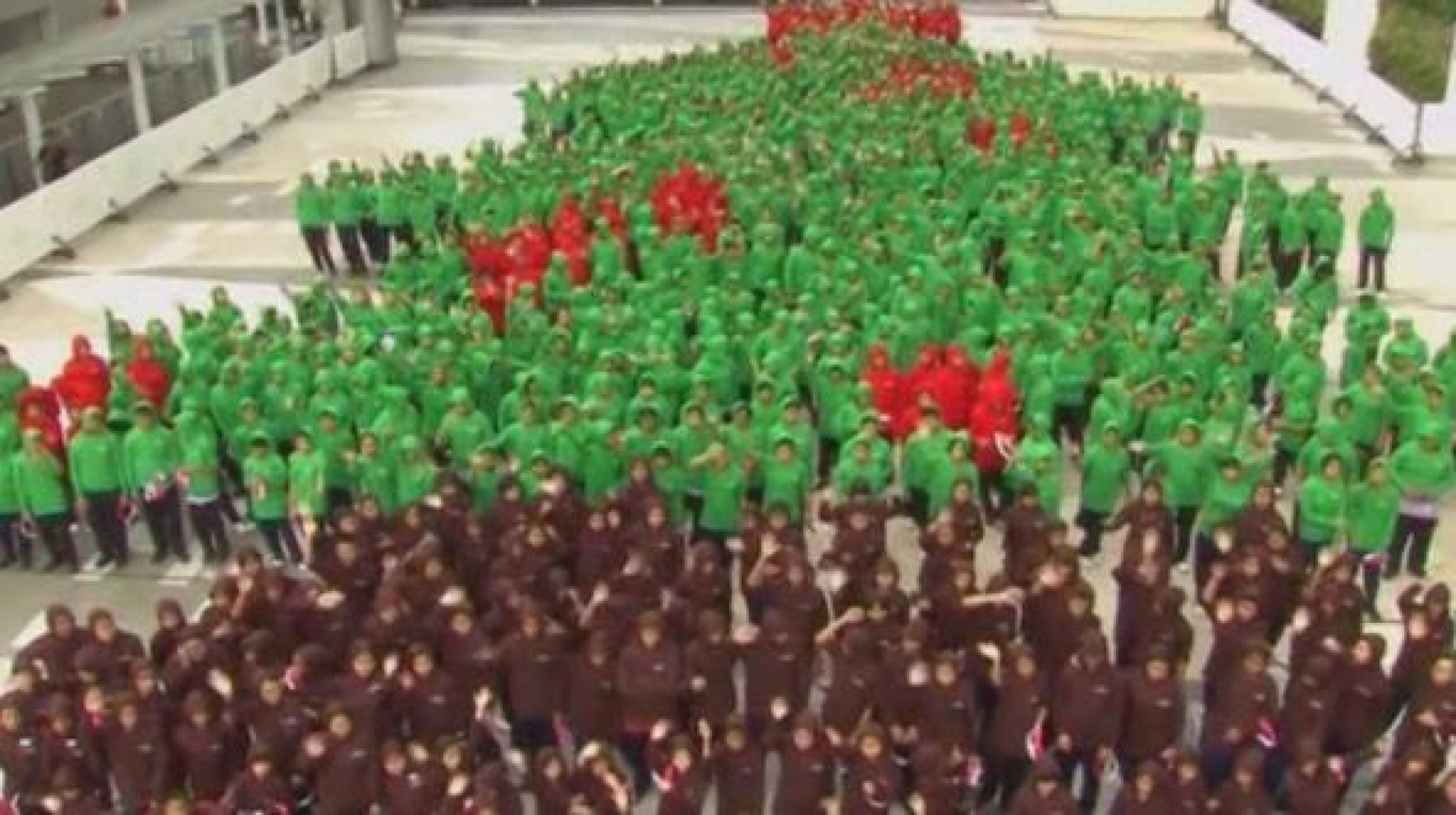 852 People Break Guinness World Record To Make Largest Human Christmas Tree