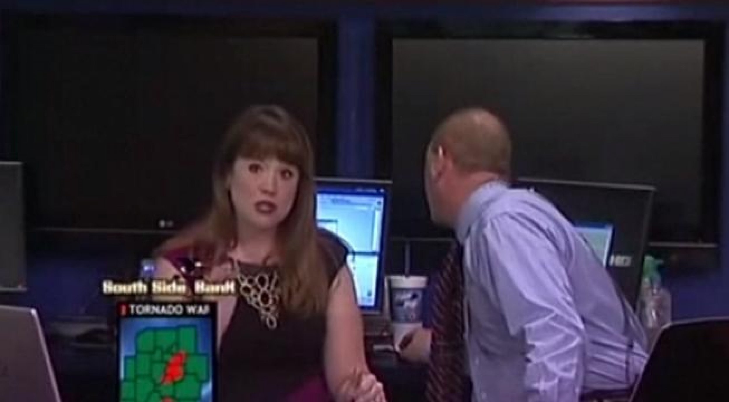 Lights, Camera, Tornado  Newscast Interrupted As Broadcasters Take Cover From Tornado