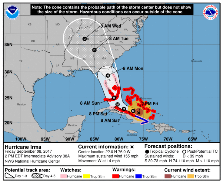 hurricane irma forecast friday 2 pm