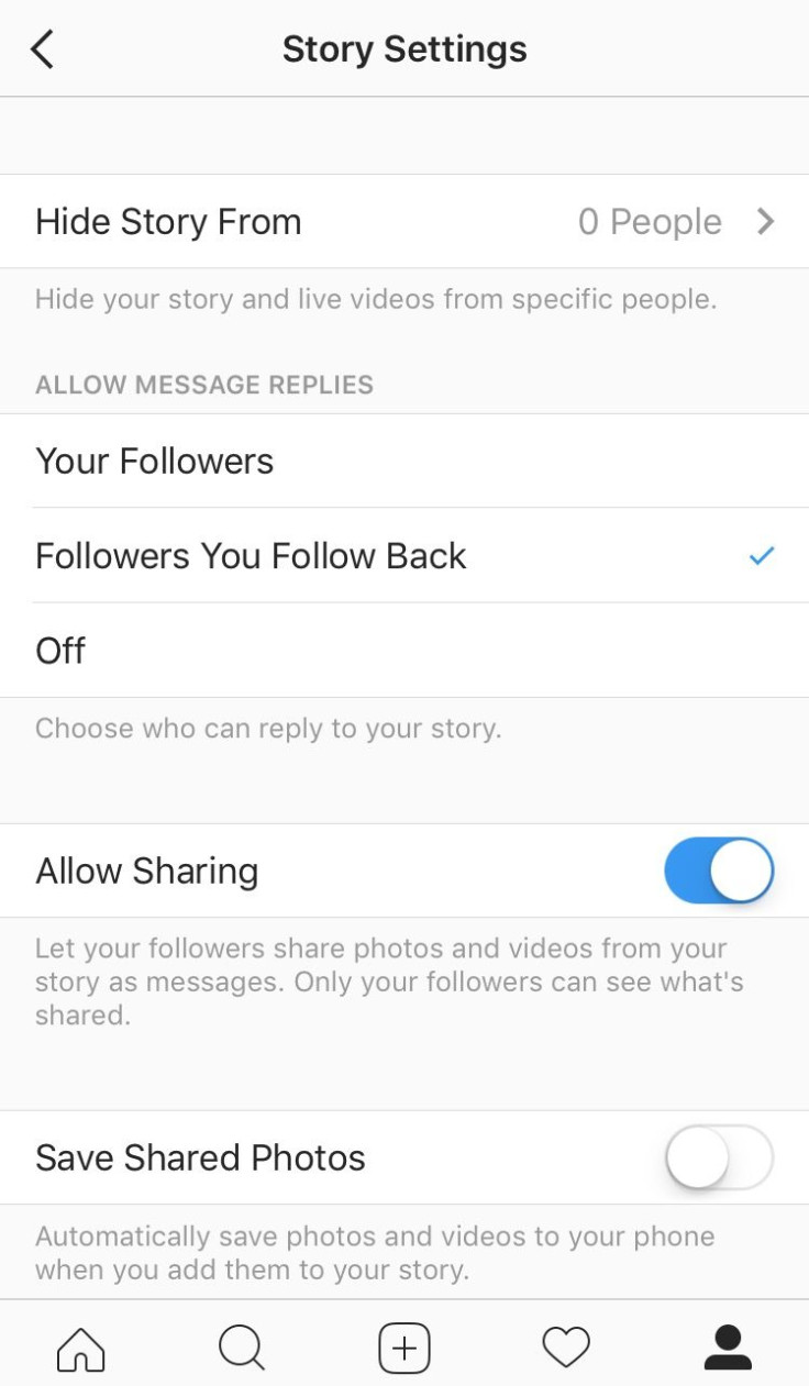 story settings instagram