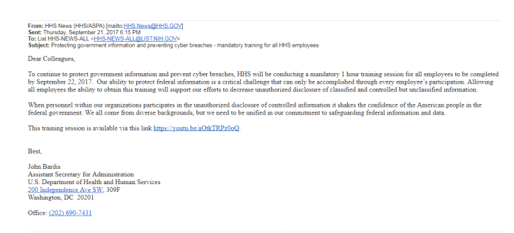 HHS video email