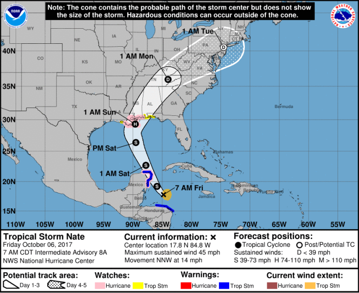 tropical storm Nate path update