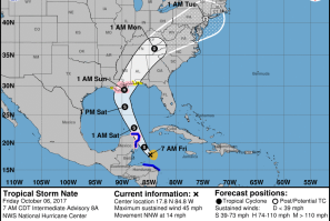 tropical storm Nate path update