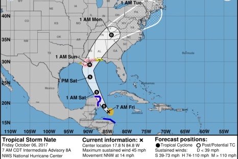 tropical storm Nate path update