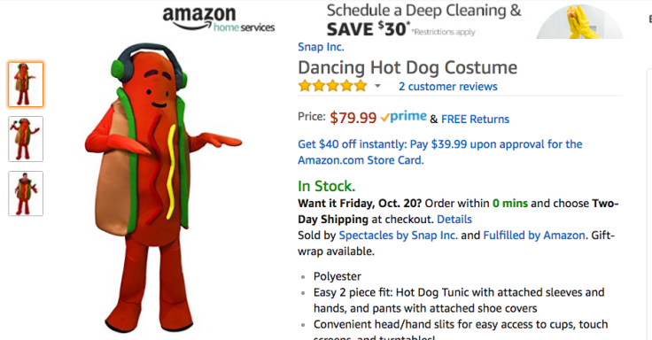 Snapchat halloween costume dancing hot dog filter