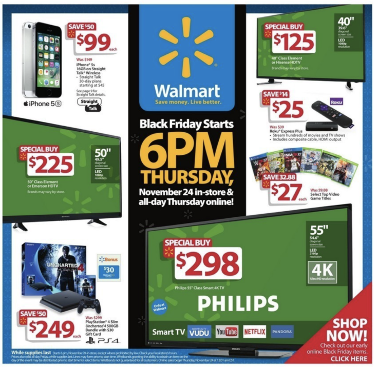 black, Friday, 2017, ads, deals, Walmart, sales, iPhone, iPad, 4k, tv, smart, where, sales, start, target, amazon, online, in-store, free, shipping