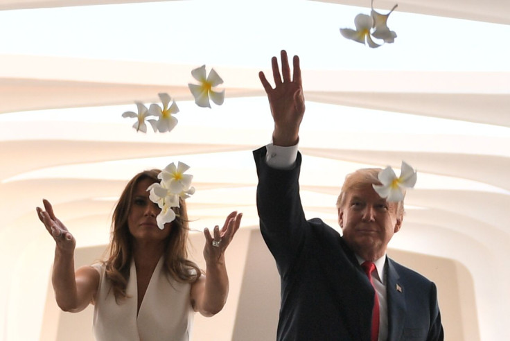 Trumps throw flowers