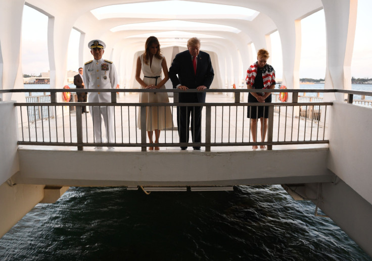 Trump looks at wreckage of USS Arizona