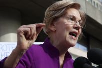 Elizabeth Warren anti Mulvaney protest
