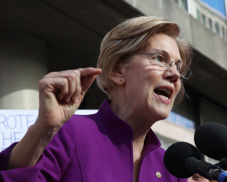 Elizabeth Warren anti Mulvaney protest