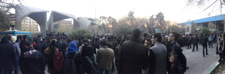 protestors at Tehran uni