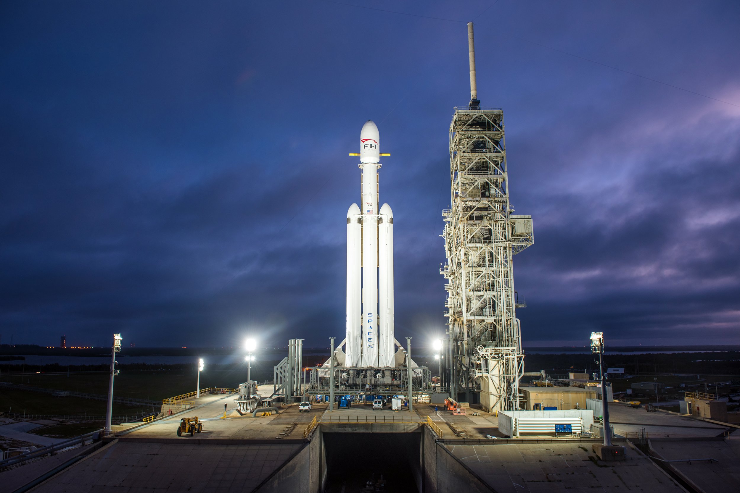 SpaceX Video Shows Falcon Heavy On Launch Pad Ahead Of Static Firing