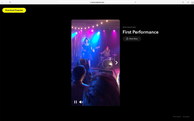 Concert Example share story snapchat