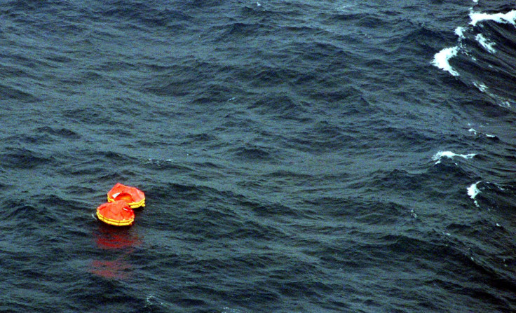 Life raft at sea