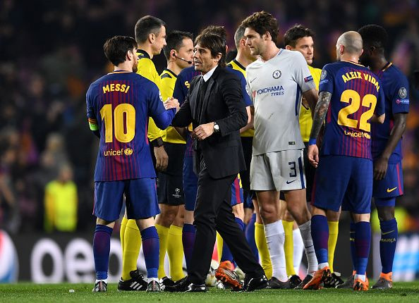 Lionel Messi and Antonio Conte