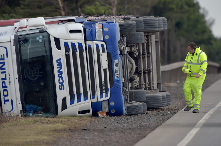 truck overturned