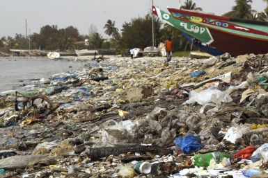 Plastic-fouled beach in Senegal