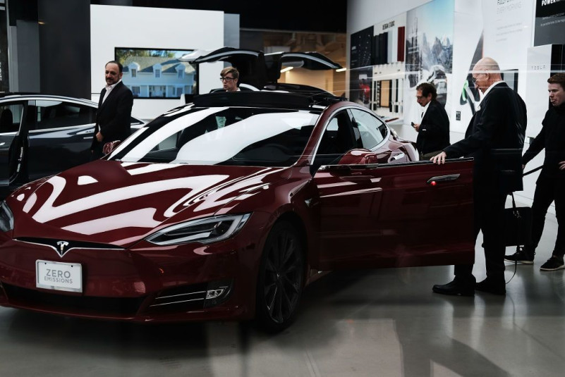 Tesla in a showroom