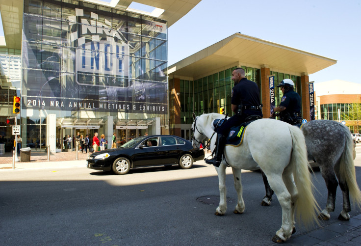 Two mounted Indiana police officers