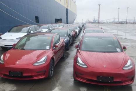 Tesla Model 3s at Shanghai Port