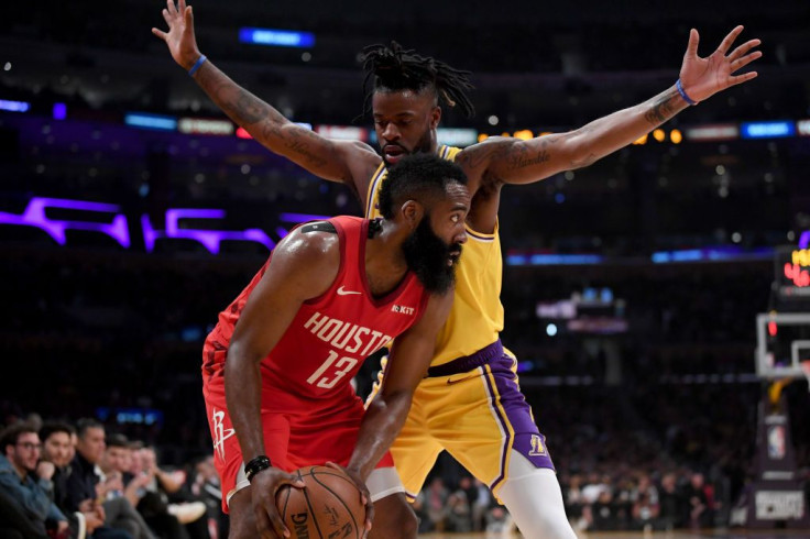 Reggie Bullock guarding James Harden. 