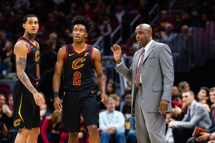 Colin Sexton with Jordan Clarkson (L) and head coach Larry Drew (R)