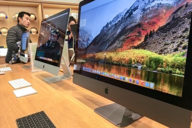 An iMac pro shown in an Apple store.