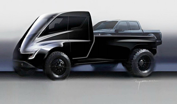 Tesla pickup on a Tesla truck