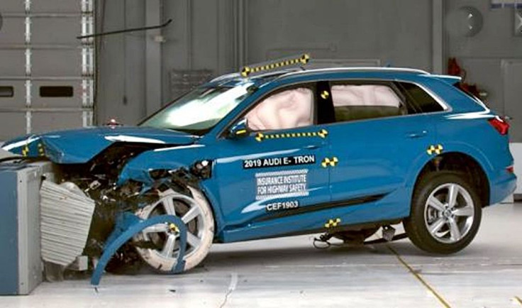 2019 Audi e-tron quattro being battered in IIHS test