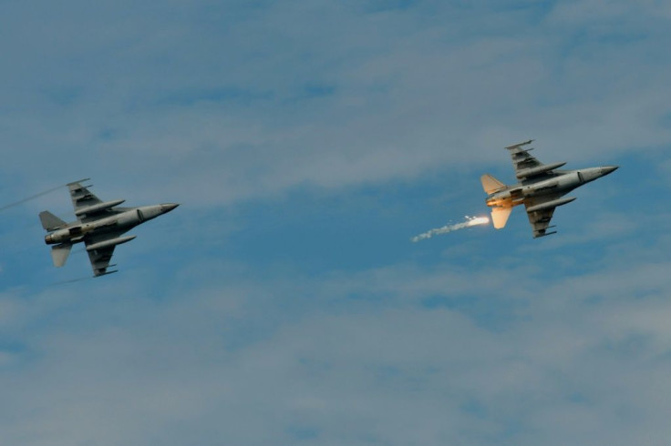 Old-model F-16s in a military drill in Taiwan on May 30, 2019