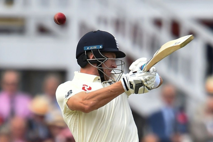 England's Joe Denly after was struck on the head by a short ball from Josh Hazlewood in the second Test