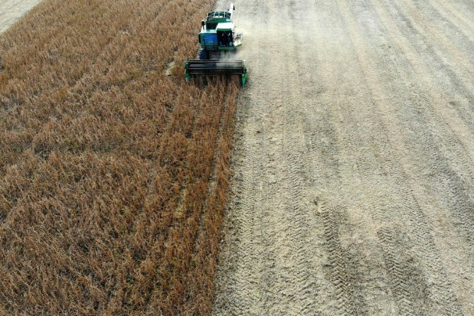 US soybeans like these being harvested in the state of Maryland are among products hit by Chinese tariffs