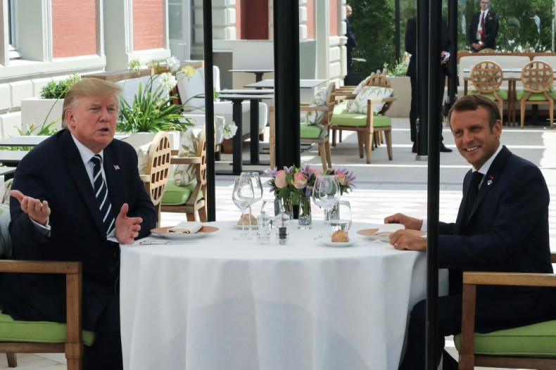 French President Emmanuel Macron surprised his Donald Trump with an unscheduled lunch after the US leader's arrival