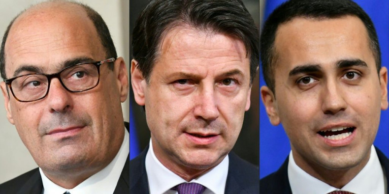 From left: Democratic Party leader Nicola Zingaretti, Prime Minister Giuseppe Conte and Five Star Movement head Luigi Di Maio
