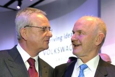 Piech's reign ended when he went to war in 2015 with long-time confidant, CEO Martin Winterkorn, with whom he is seen here, and lost the support of key supervisory board players