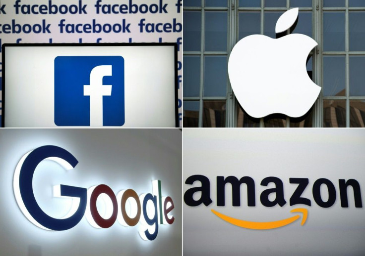Big US tech firms Google, Amazon, Facebook and Apple represented by their logos.