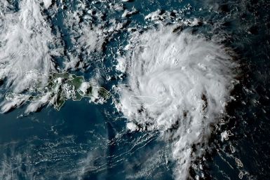This satellite image shows Hurricane Dorian approaching Puerto Rico in the Caribbean at 2130 GMT on August 28, 2019