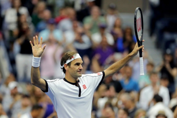 Swiss star Roger Federer celebrates a second-round victory over Bosnian Damir Dzumhur on Wednesday at the US Open