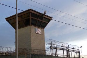 The main gate at the prison for 9/11 detainees at the US Guantanamo Naval Base