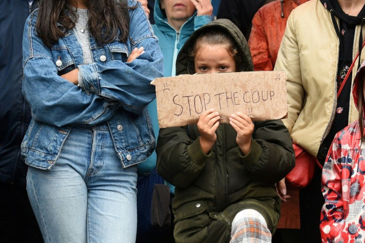 Thousands of protesters took to the streets of various towns and cities from late morning, with organisers -- using the slogan #StopTheCoup